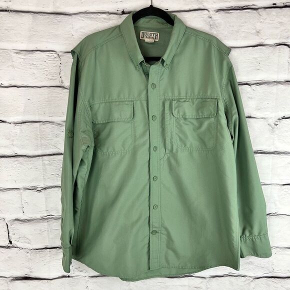Duluth Trading Men's Long Sleeve Green Button-Up Shirt Size L - Picture 2 of 6